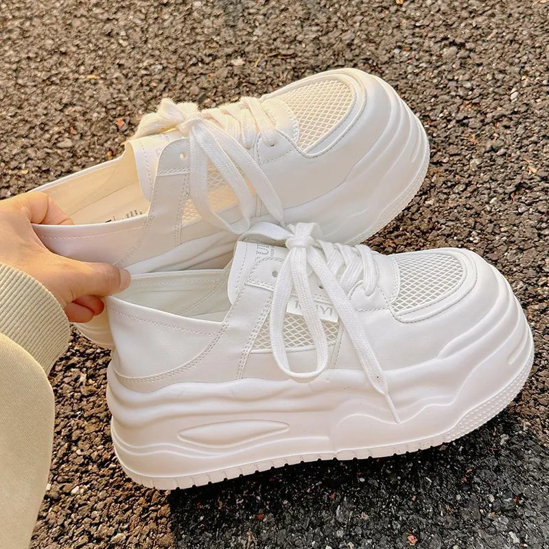 Medd Anti Slip And Wear Resistant Height Increasing Low Top Life Casual Skateboard Shoes Women's Ecru Adjustable-4