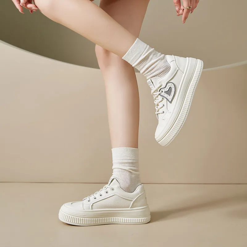 Medd Platform Casual Skateboard Shoes Versatile Niche Anti-Slip Wear-Resistant Low-Top Small White Shoes Women's-7