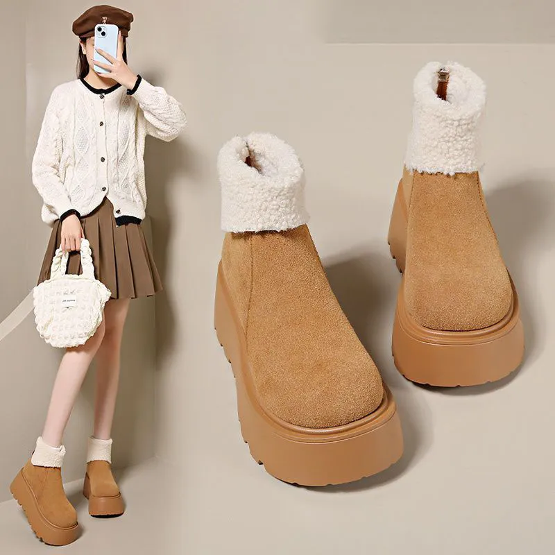 Medd Warm Height Increasing Slip-Resistant Ankle-Length Snow Boots Women's-2