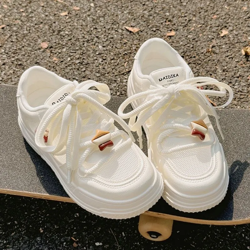 Medd Coverage Breathable Low Top Skateboard Shoes Women's Ecru-7