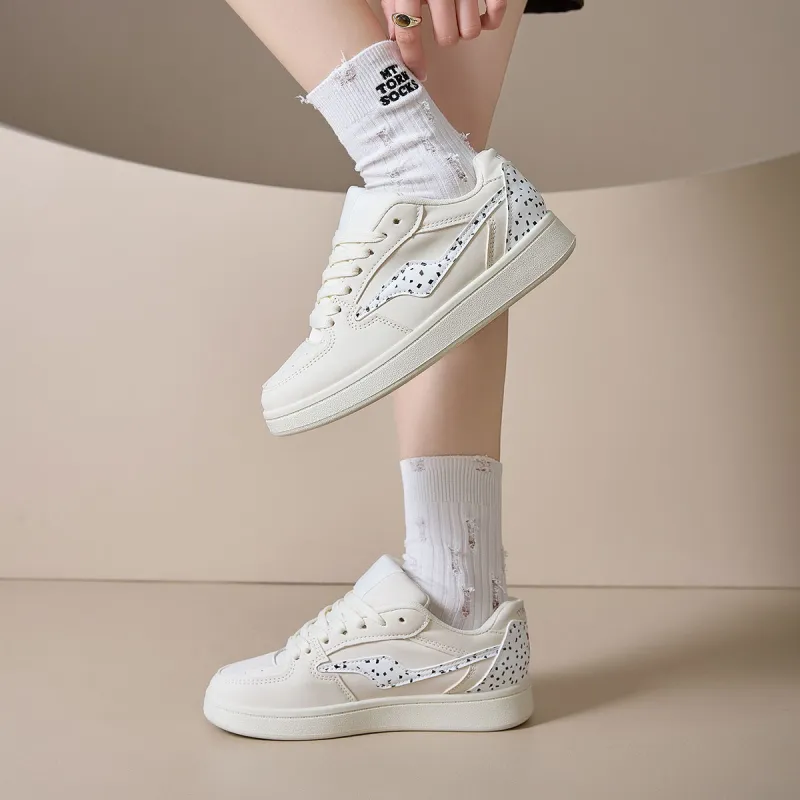 Medd Small White Shoes Anti Slip And Wear Resistant Height Increasing Low Top Skateboard Shoes Women's-8