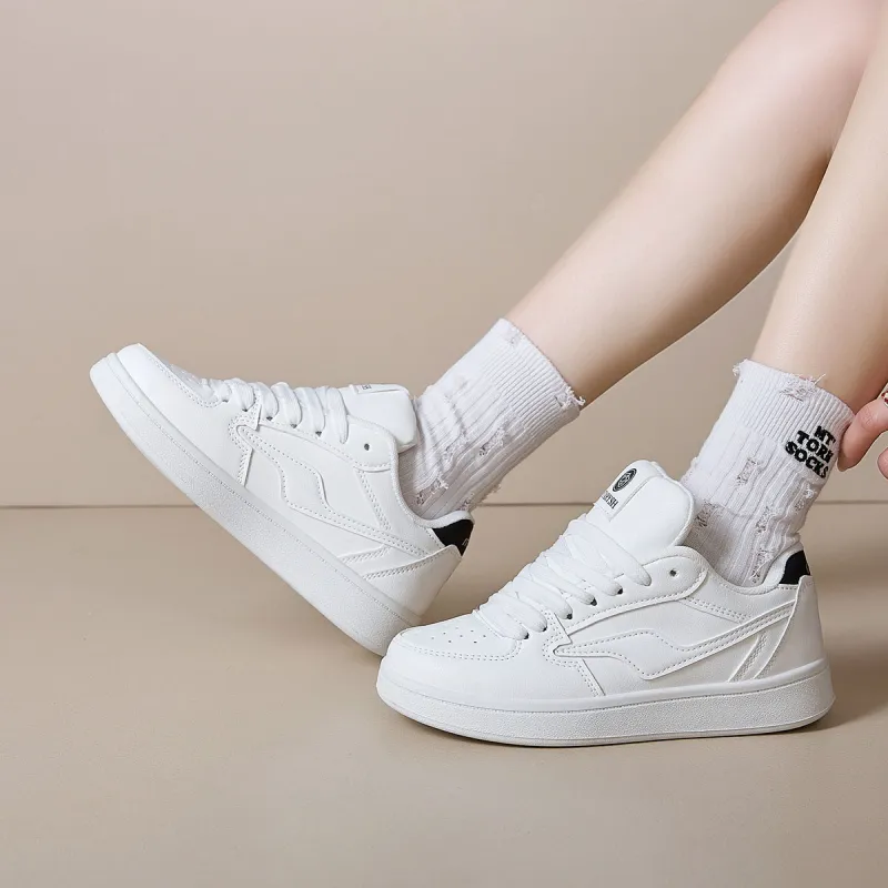 Medd Small White Shoes Anti Slip And Wear Resistant Height Increasing Low Top Skateboard Shoes Women's-2