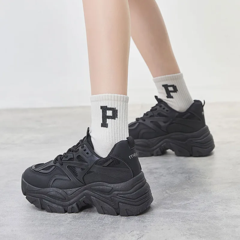 Medd Height Increasing Balance Impact Resistant Support Lightweight Breathable Low Top Chunky Sneakers Women's-7