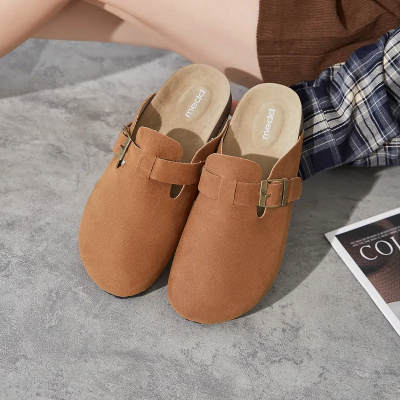 Medd Rubber Sole Abrasion Resistant Slip Resistant Closed Toe Slippers Women's-18