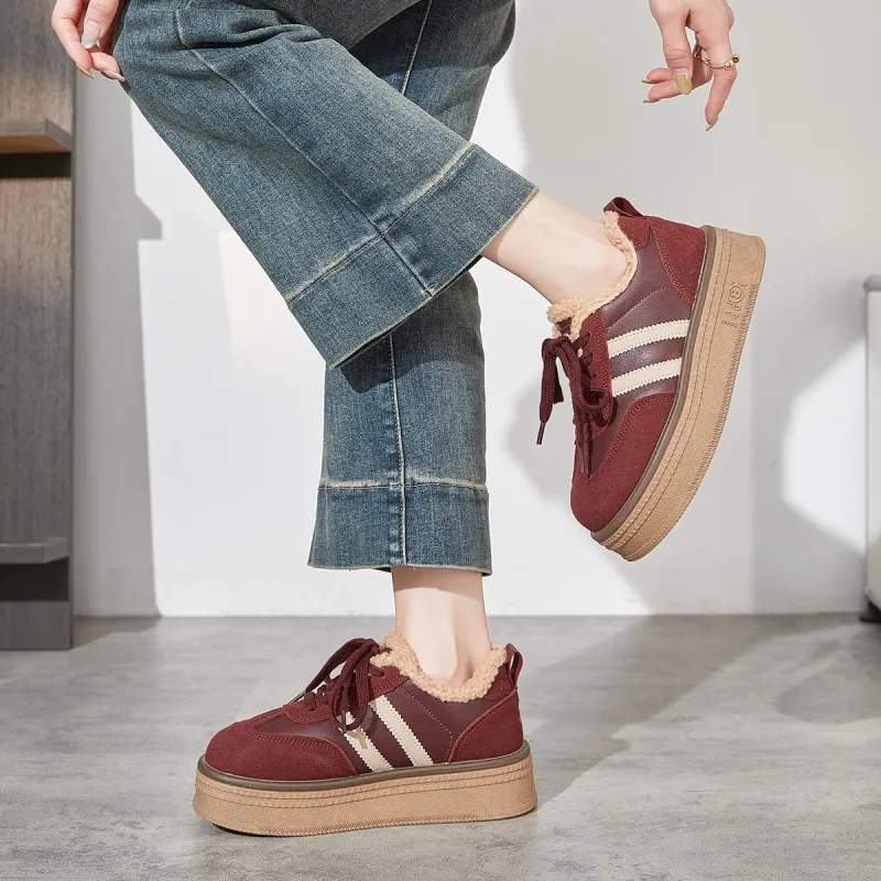 Medd Warm Lightweight Height Increasing Low-Top Skateboard Shoes Women's-2
