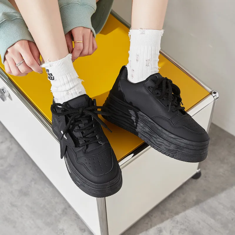 Medd Small White Shoes Height Increasing Lightweight Low-Top Skateboard Shoes Women's-33