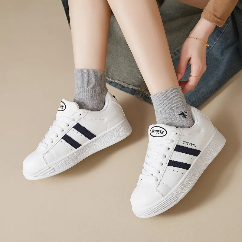 Medd White Sneakers Thermal Height Increasing Lightweight Low Top Skateboard Shoes Unisex-7