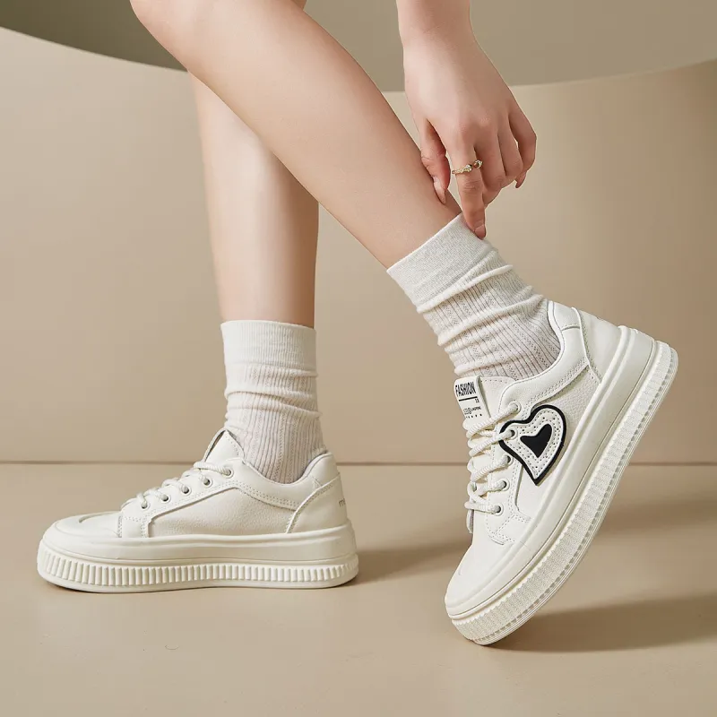 Medd Platform Casual Skateboard Shoes Versatile Niche Anti-Slip Wear-Resistant Low-Top Small White Shoes Women's-3