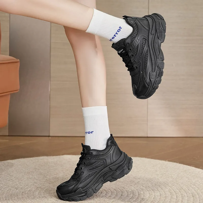 Medd Height Increasing Balance Impact Resistant Support Lightweight Breathable Low Top Chunky Sneakers Women's-36