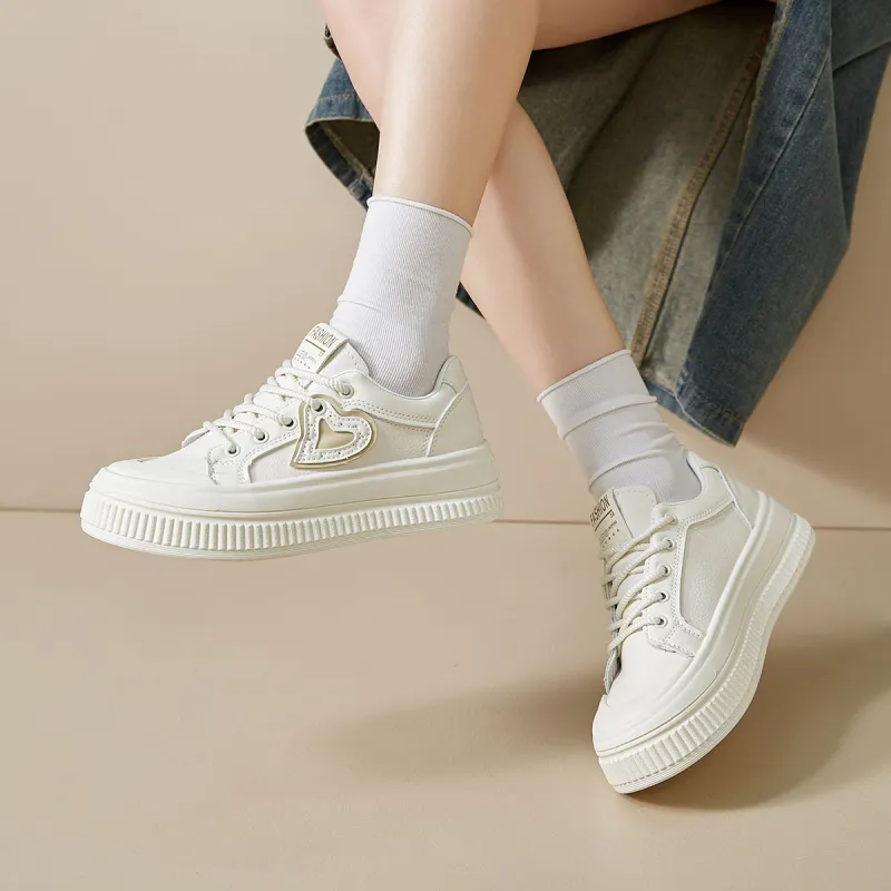 Medd Platform Casual Skateboard Shoes Versatile Niche Anti-Slip Wear-Resistant Low-Top Small White Shoes Women's-11