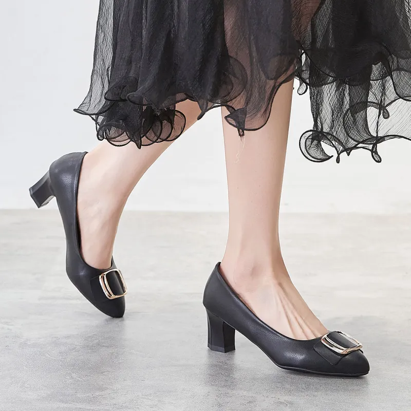 Medd Ballet Flats Chunky Heel High Heels Medium Heel Professional Commute Women's-7