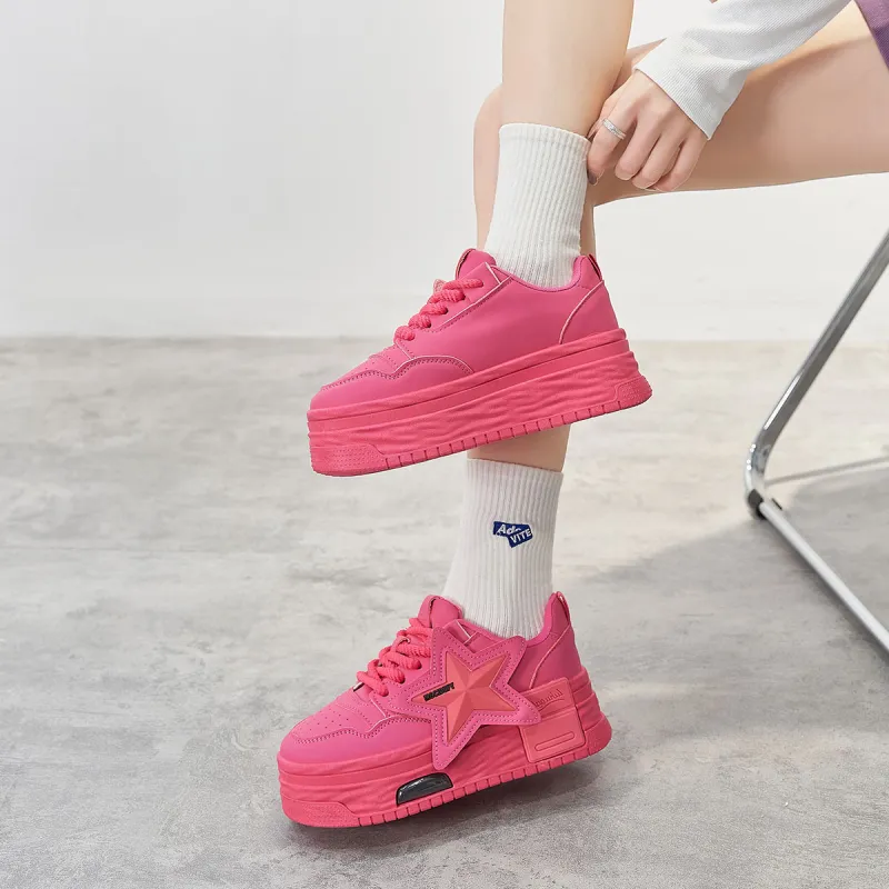 Medd Small White Shoes Height Increasing Lightweight Low-Top Skateboard Shoes Women's-9