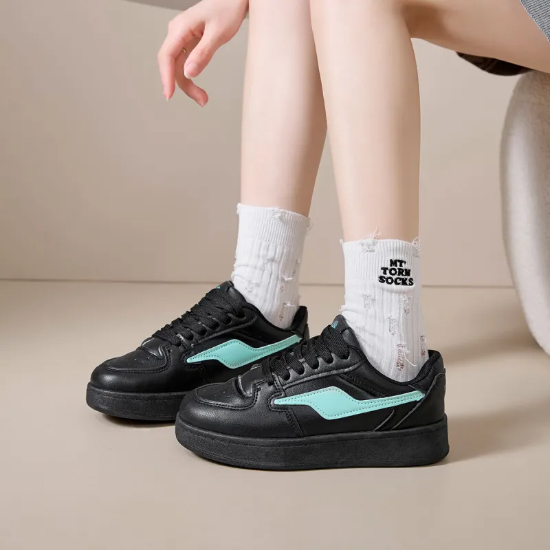 Medd Small White Shoes Anti Slip And Wear Resistant Height Increasing Low Top Skateboard Shoes Women's-12