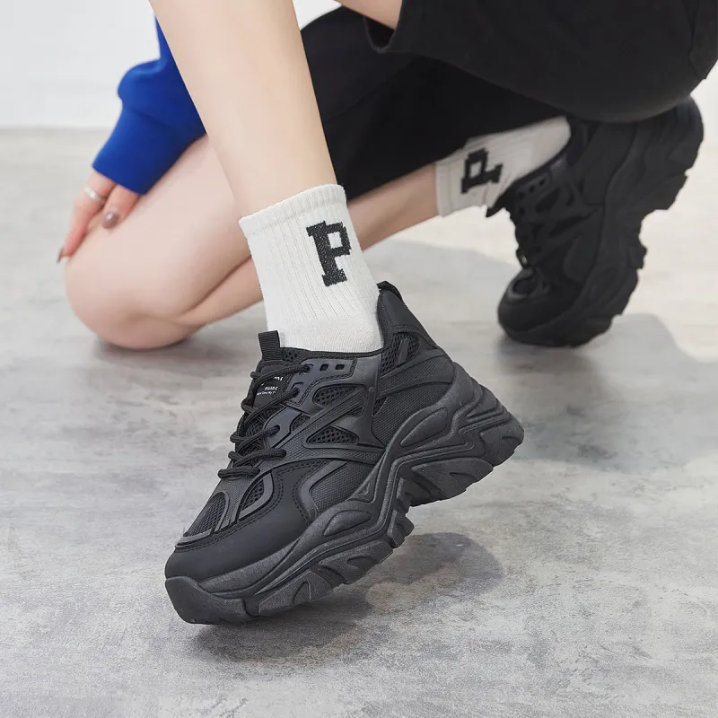 Medd Height Increasing Balance Impact Resistant Support Lightweight Breathable Low Top Chunky Sneakers Women's-6
