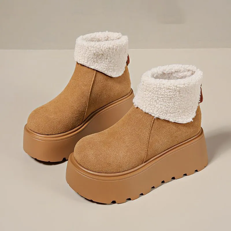 Medd Warm Height Increasing Slip-Resistant Ankle-Length Snow Boots Women's-4