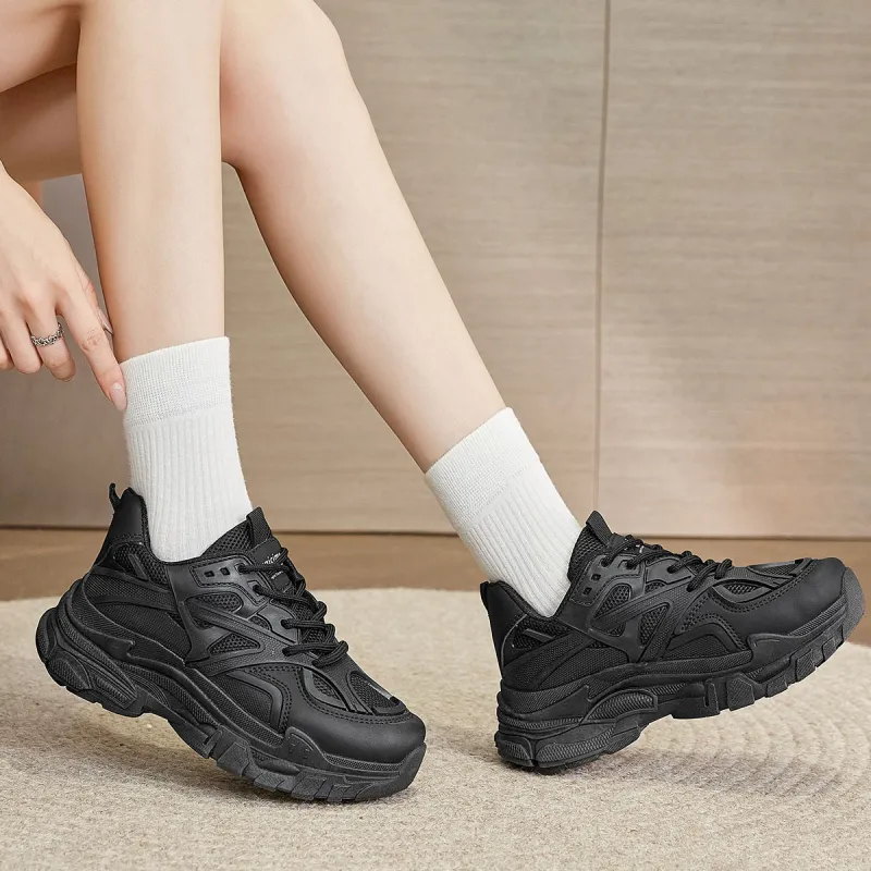 Medd Height Increasing Balance Impact Resistant Support Lightweight Breathable Low Top Chunky Sneakers Women's-21