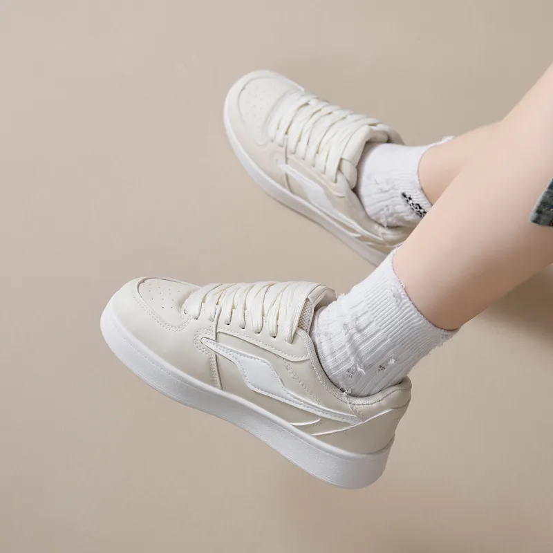 Medd Small White Shoes Anti Slip And Wear Resistant Height Increasing Low Top Skateboard Shoes Women's-6