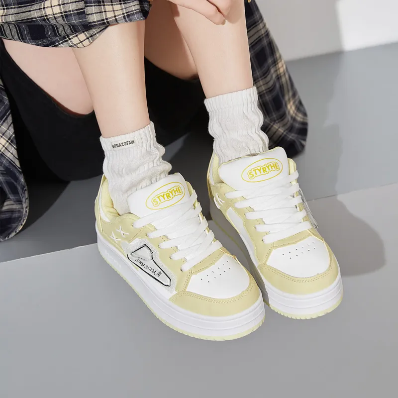 Medd White Sneakers Thermal Height Increasing Lightweight Low Top Skateboard Shoes Women's-24