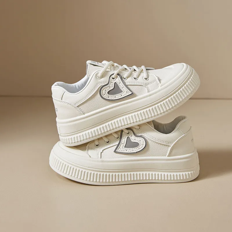 Medd Platform Casual Skateboard Shoes Versatile Niche Anti-Slip Wear-Resistant Low-Top Small White Shoes Women's-5