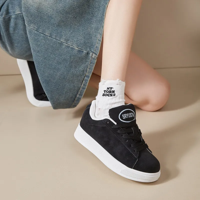 SHUXIAOBEI Slip Resistant, Abrasion Resistant, Lightweight, Height Increasing Low Top Skateboard Shoes Unisex Black-3