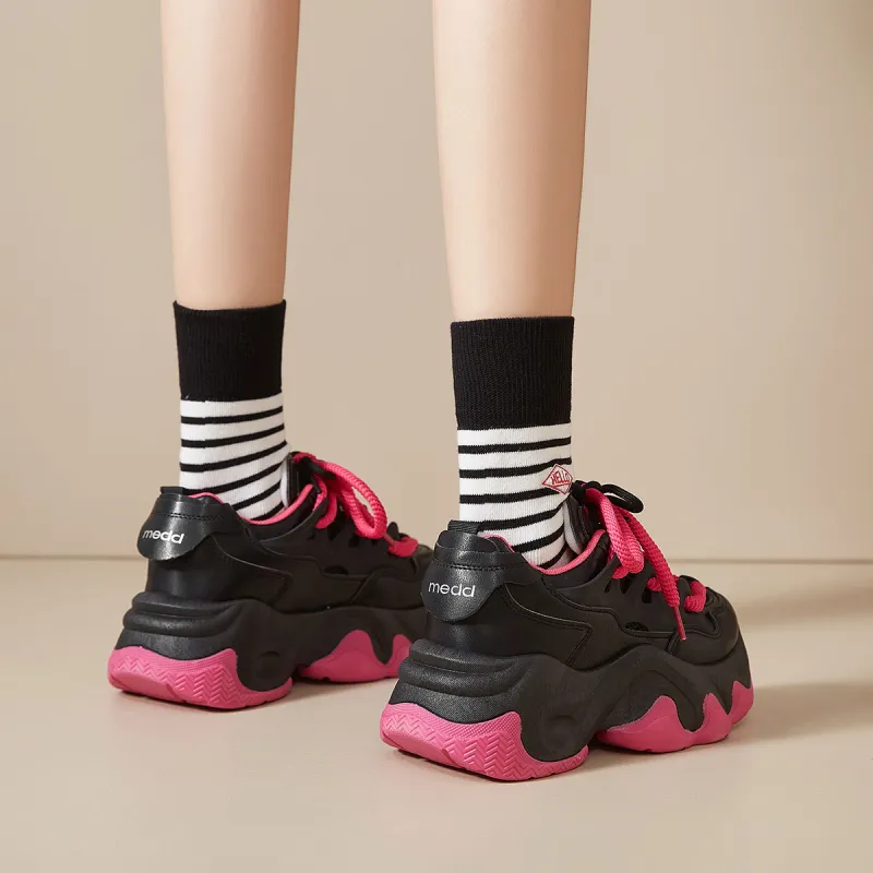 SHUXIAOBEI Cushioning Slip Resistant Breathable Height Increasing Thermal Low Top Chunky Sneakers Women's-20