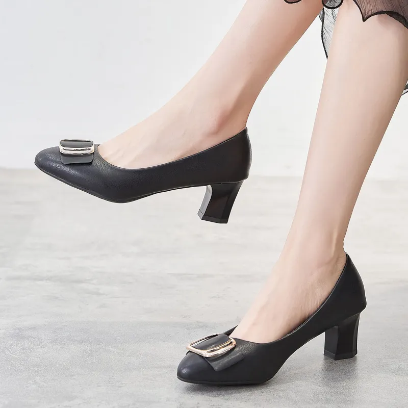Medd Ballet Flats Chunky Heel High Heels Medium Heel Professional Commute Women's-5