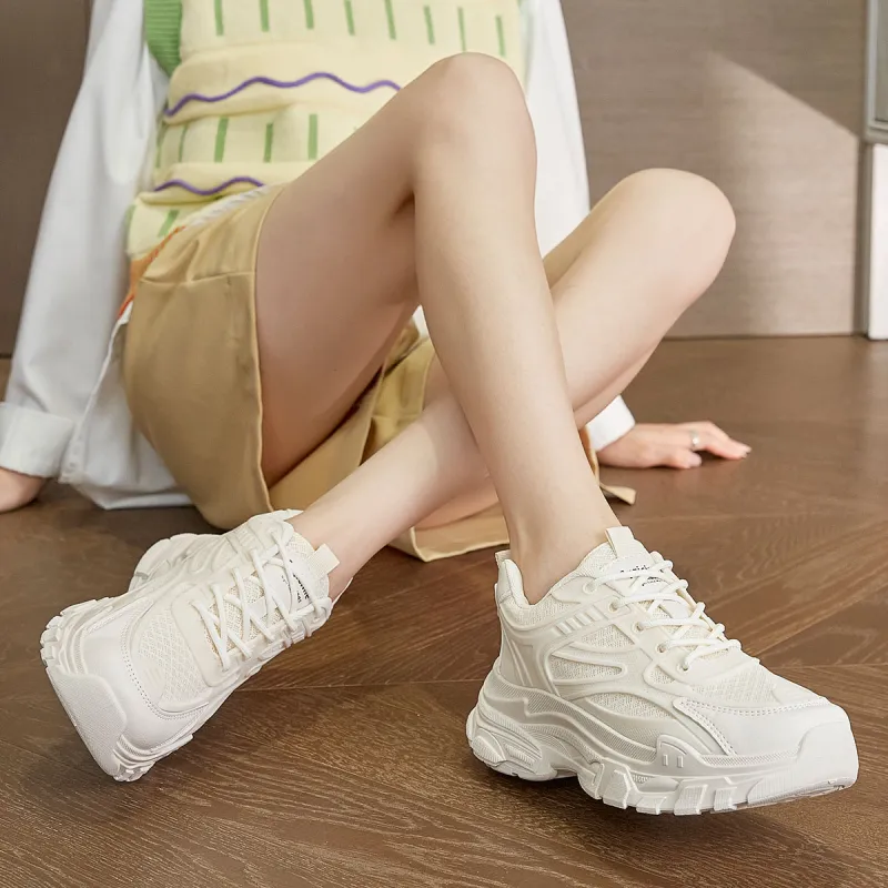 Medd Height Increasing Balance Impact Resistant Support Lightweight Breathable Low Top Chunky Sneakers Women's-47
