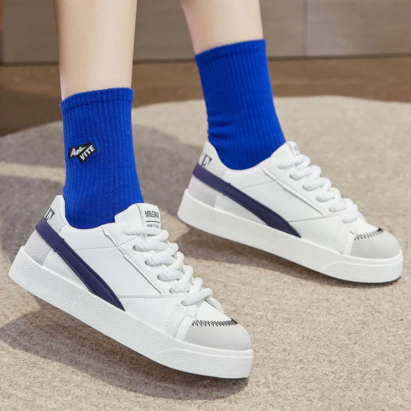 Medd Small White Shoes Lightweight Low-Top Skateboard Shoes Women's White-4