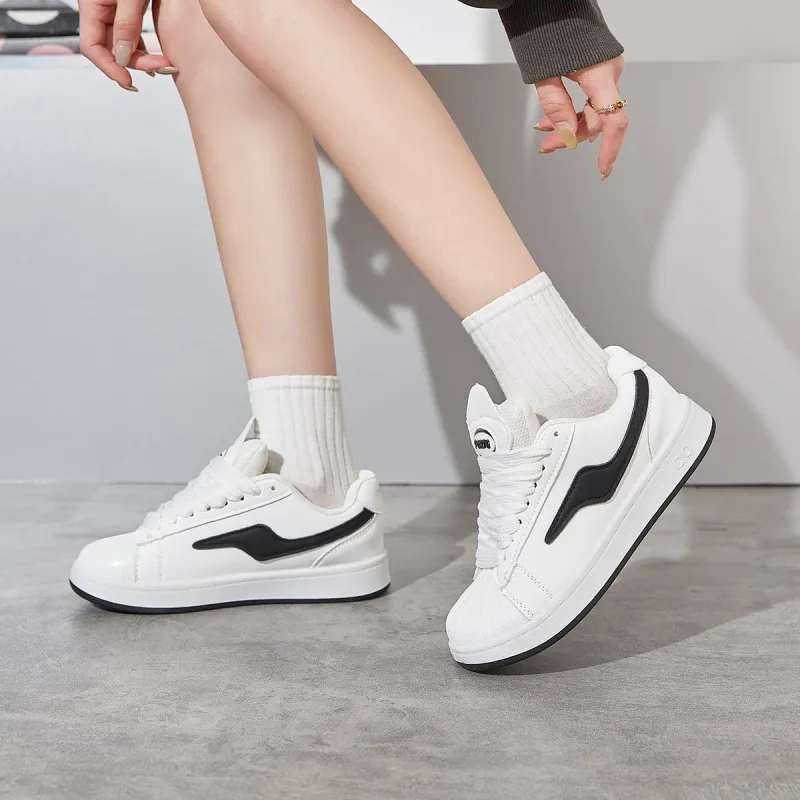 Medd Non slip Lightweight Low Top Skateboard Shoes Women's White-2