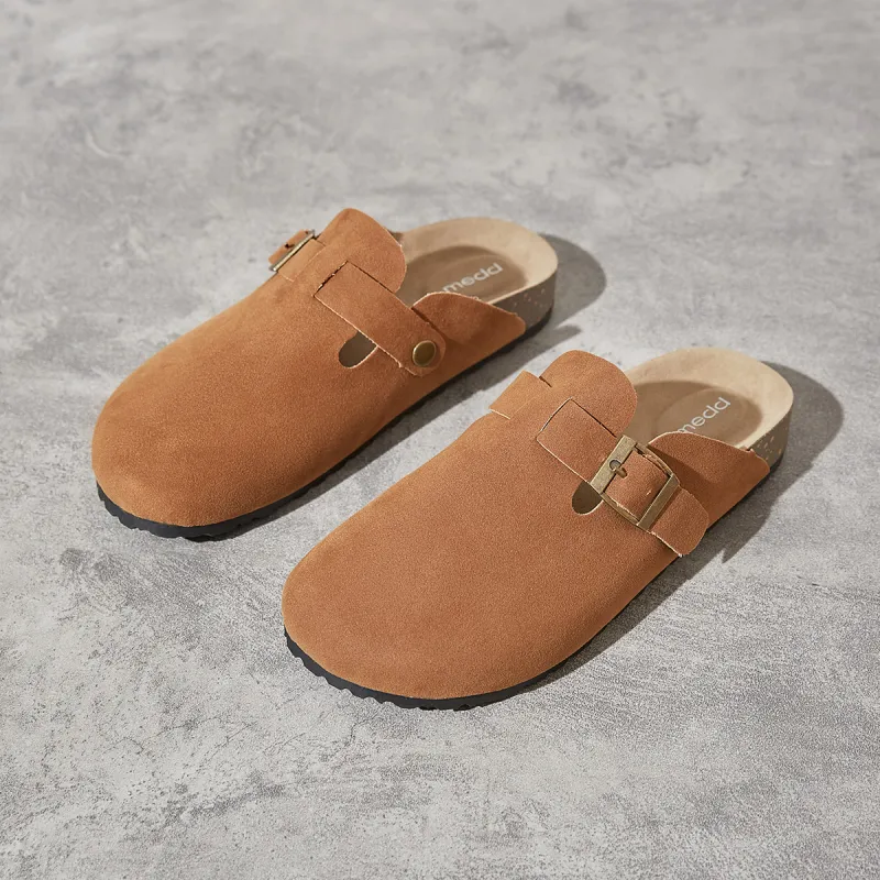 Medd Rubber Sole Abrasion Resistant Slip Resistant Closed Toe Slippers Women's-19