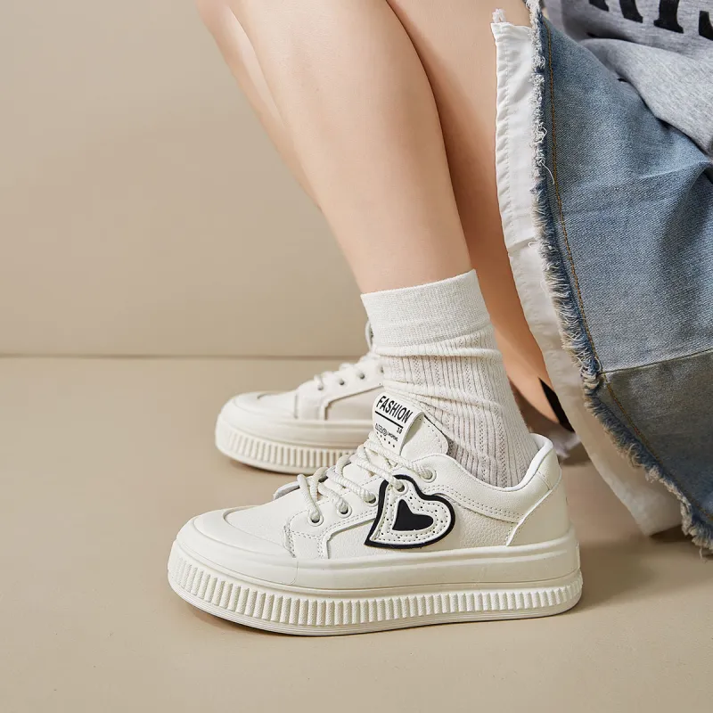 Medd Platform Casual Skateboard Shoes Versatile Niche Anti-Slip Wear-Resistant Low-Top Small White Shoes Women's-2