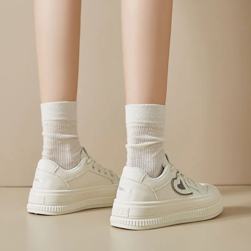 Medd Platform Casual Skateboard Shoes Versatile Niche Anti-Slip Wear-Resistant Low-Top Small White Shoes Women's-6