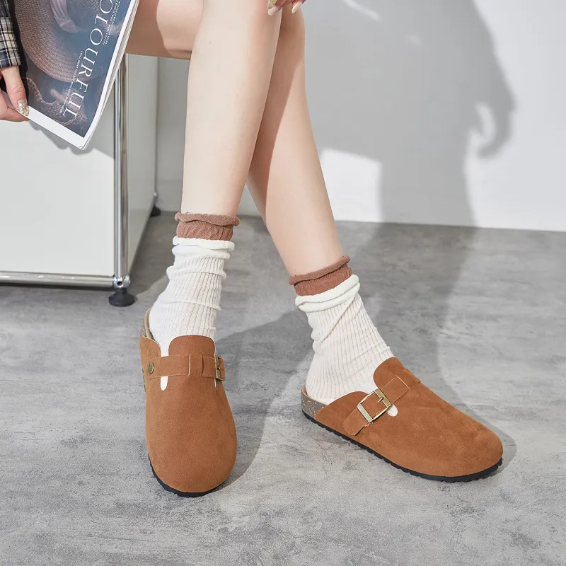 Medd Rubber Sole Abrasion Resistant Slip Resistant Closed Toe Slippers Women's-17