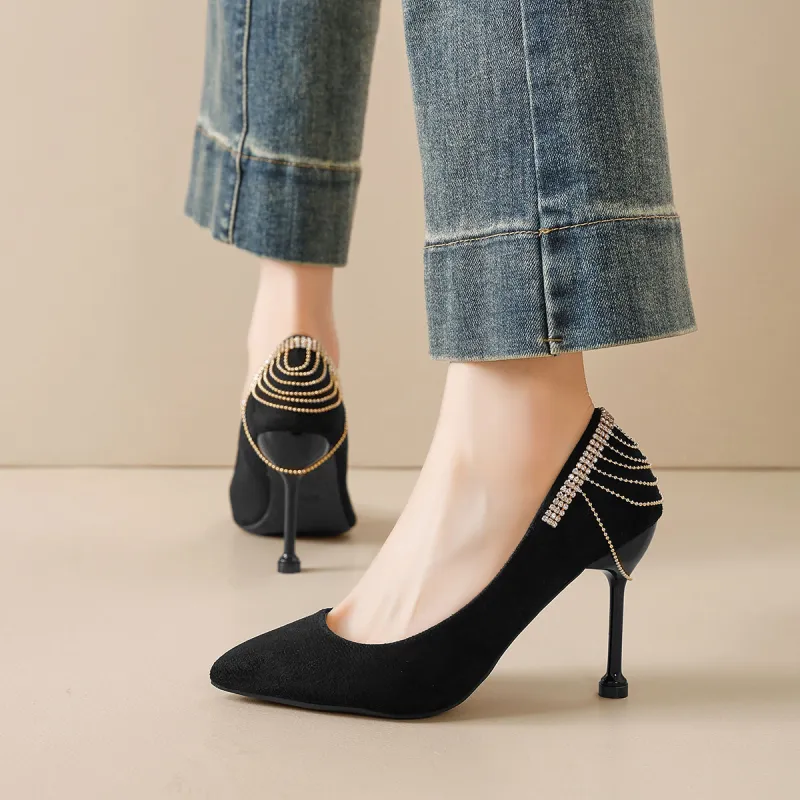 Medd Fashion Apparel Stylish Individual Comfort Versatile Premium Queen Slim Heel High Heels Women's Black-3