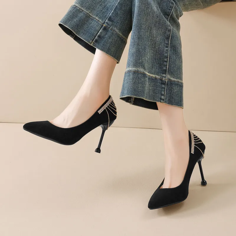 Medd Fashion Apparel Stylish Individual Comfort Versatile Premium Queen Slim Heel High Heels Women's Black-4