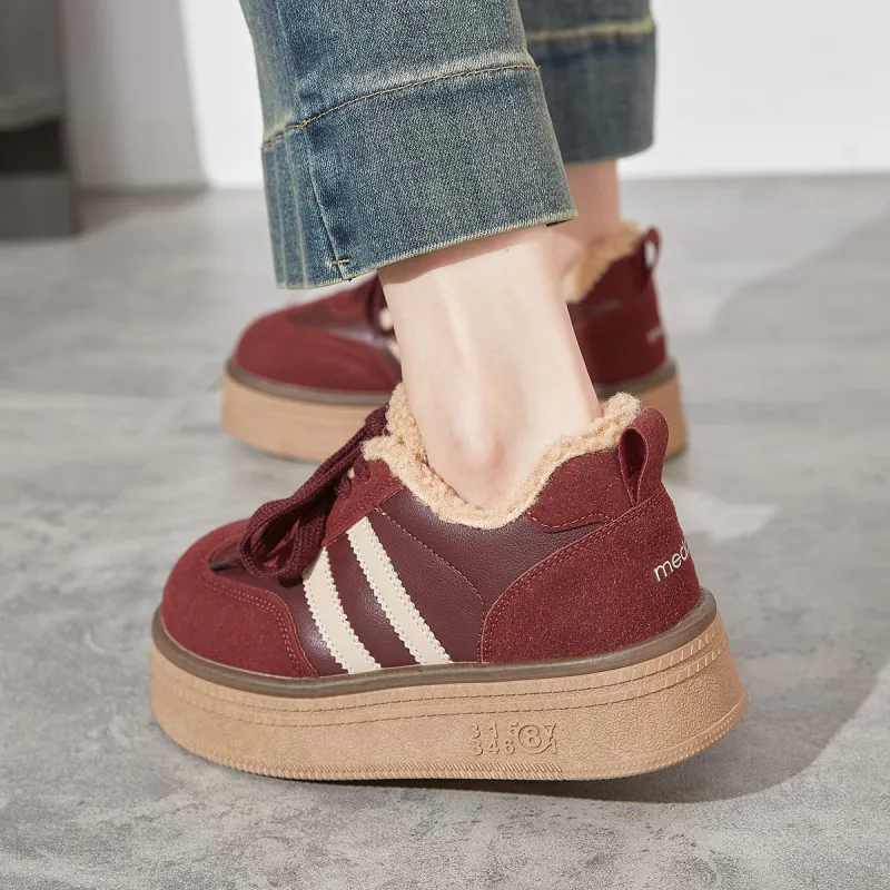 Medd Warm Lightweight Height Increasing Low-Top Skateboard Shoes Women's-6