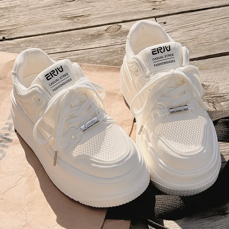 Medd Anti Slip Wear Resistant Low Top Classic Skateboard Shoes Women's Ecru Adjustable-3