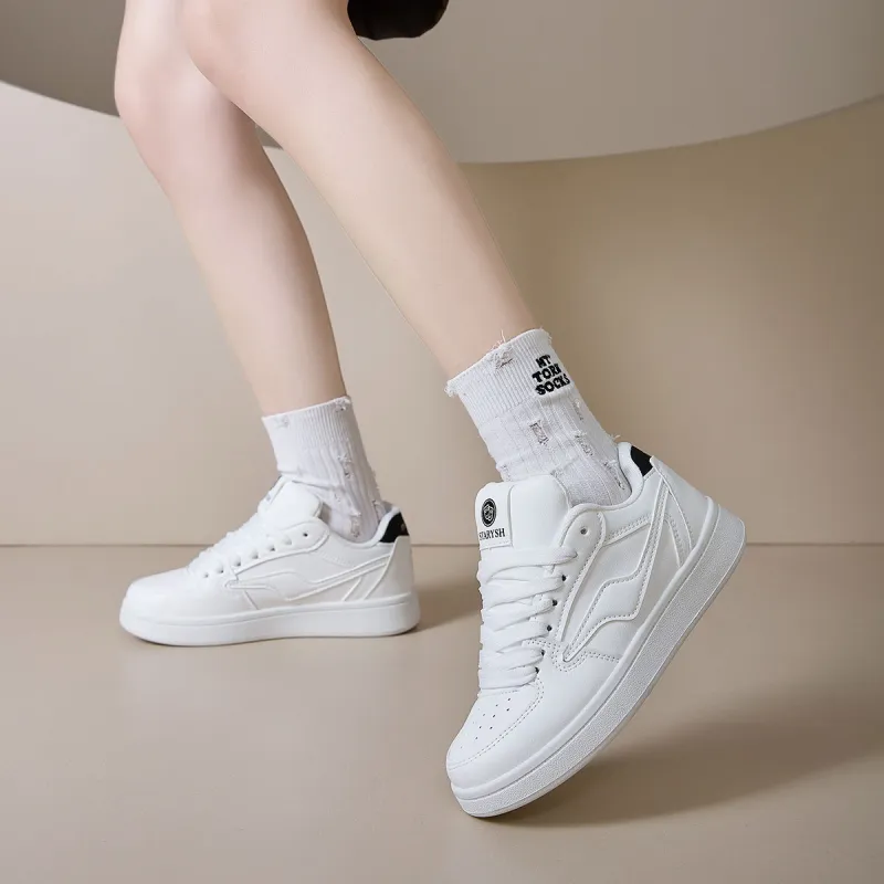 Medd Small White Shoes Anti Slip And Wear Resistant Height Increasing Low Top Skateboard Shoes Women's-1