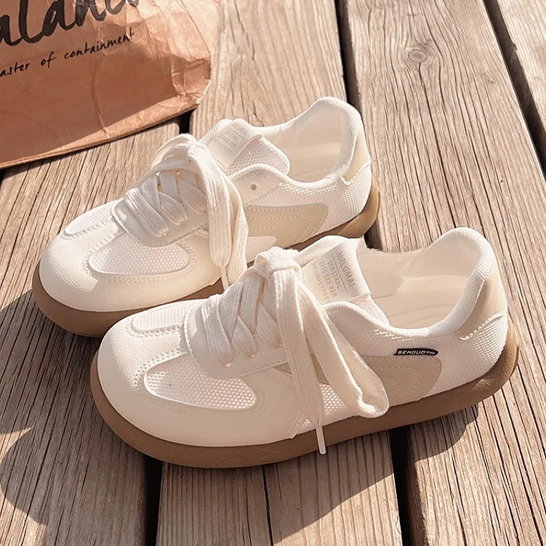 Medd Anti Slip Wear Resistant Low Top Stylish Skateboarding Shoes Women's Soft Beige-3