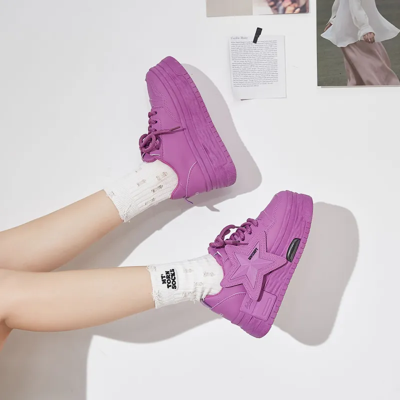 Medd Small White Shoes Height Increasing Lightweight Low-Top Skateboard Shoes Women's-28