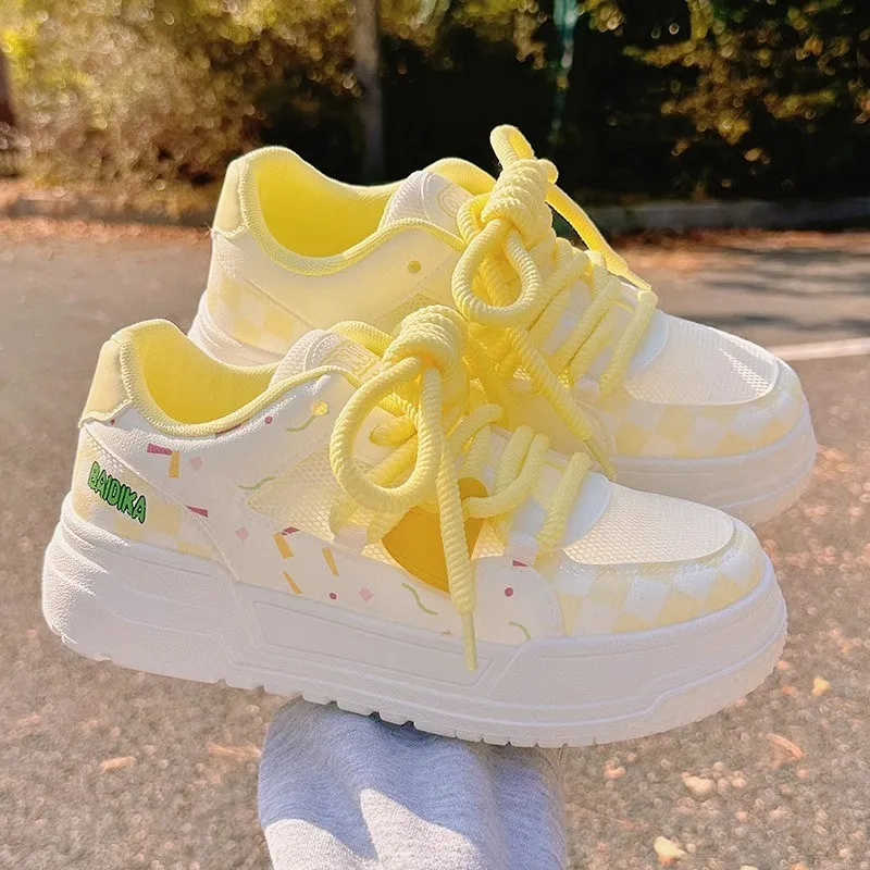 Medd Low Top Skateboard Shoes Women's Beige Yellow Tone-5