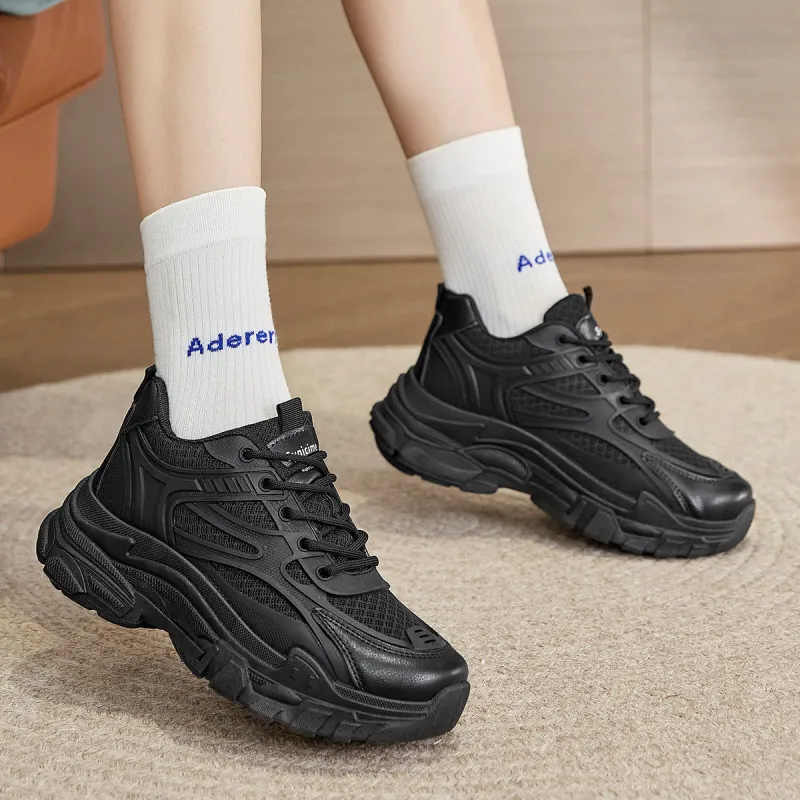 Medd Height Increasing Balance Impact Resistant Support Lightweight Breathable Low Top Chunky Sneakers Women's-38