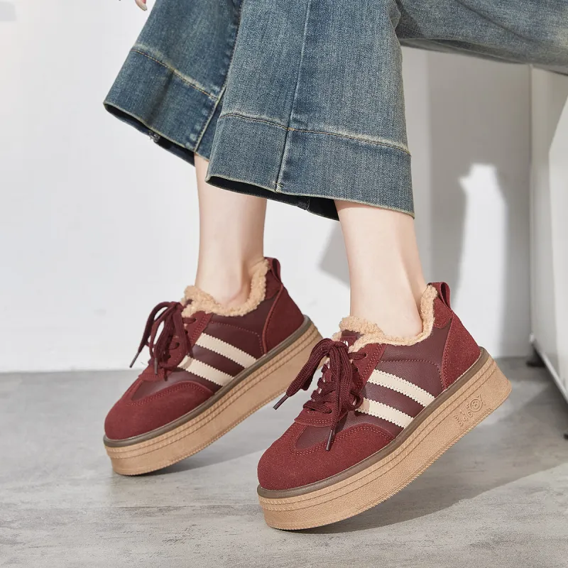 Medd Warm Lightweight Height Increasing Low-Top Skateboard Shoes Women's-4
