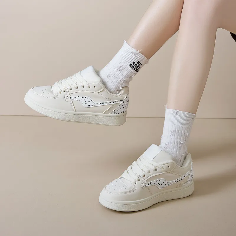 Medd Small White Shoes Anti Slip And Wear Resistant Height Increasing Low Top Skateboard Shoes Women's-2