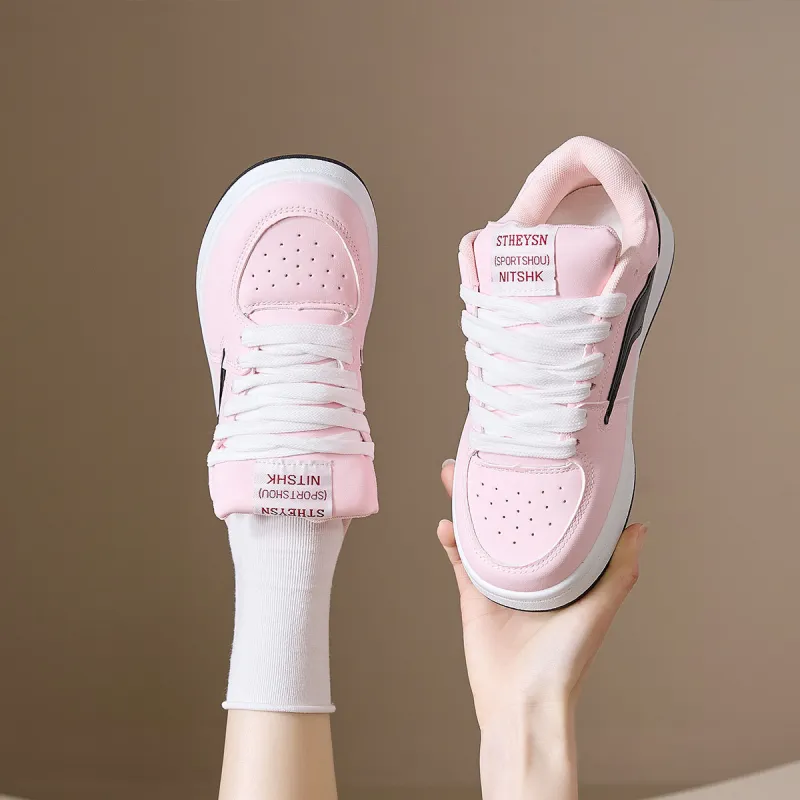 Medd Small White Shoes Anti Slip And Wear Resistant Height Increasing Low Top Skateboard Shoes Women's-20