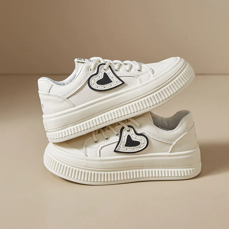 Medd Platform Casual Skateboard Shoes Versatile Niche Anti-Slip Wear-Resistant Low-Top Small White Shoes Women's-1