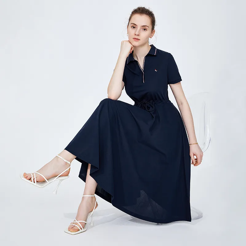 NAVIGARE Short Sleeved Dress Women's Navy Blue-2