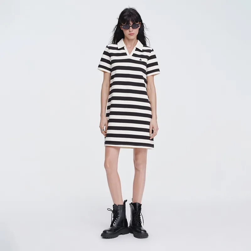 NAVIGARE Short Sleeved Dress Women's Tech White/Black-6