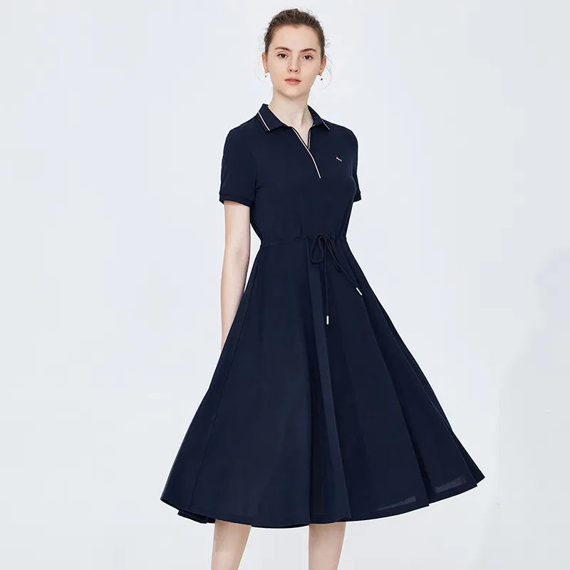 NAVIGARE Short Sleeved Dress Women's Navy Blue-4