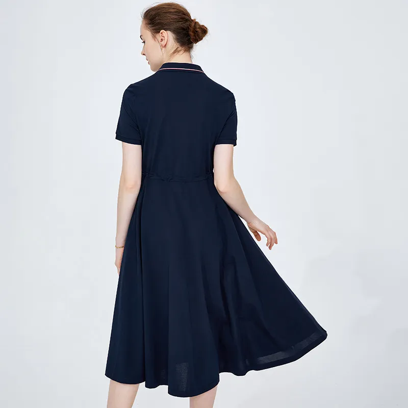 NAVIGARE Short Sleeved Dress Women's Navy Blue-6